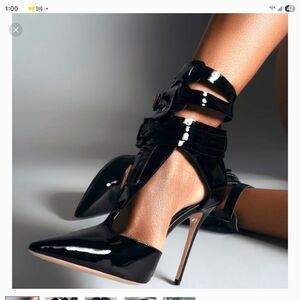 Aminah Andul Jillil Elegant Black Patent Leather Heels Size 8